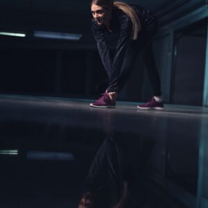 Woman prepares for workout